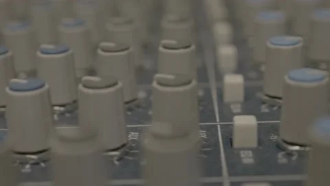 Super close up of gray audio mixer knobs 動画素材 233986238