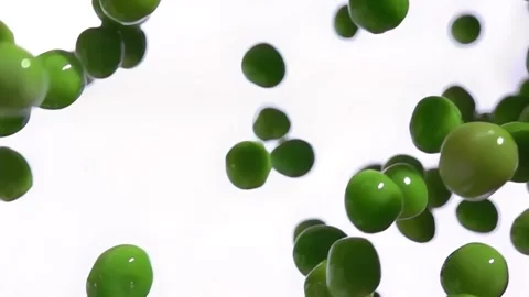Super close-up of the green peas falling down Video stock 314046590