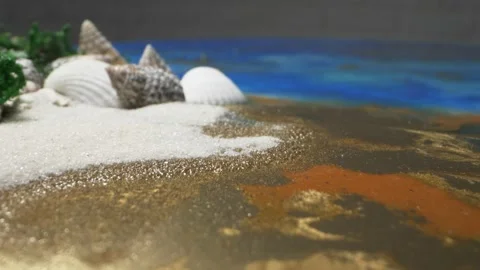 Super close up. the process of making panels of epoxy resin, shells and moss Stock Footage 134435814