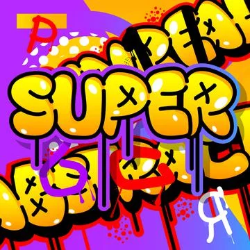 Super, colored Graffiti tag. Abstract modern street art decoration performed  库存插图