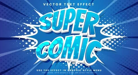 Super Comic cartoon game style 3d editable text effect Stock Illustration