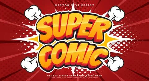 Super Comic Cartoon style 3d editable text effect Illustrazione stock