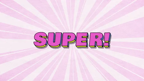 SUPER! - comics style 3D text with shadow on paper textured background Stock Footage 245366641