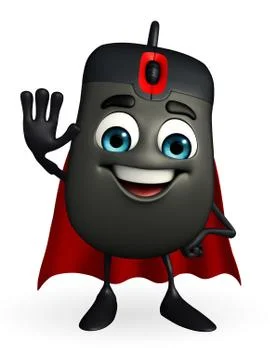 Super computer mouse character Stock Illustration