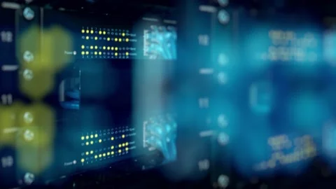 Super computer server racks in datacenter,concept of big data storage and mining Stockbeeldmateriaal 138873643