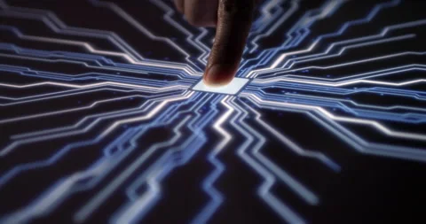 Super Computer Turning On With Biometric Scanning Technology. Stock Footage 149328722
