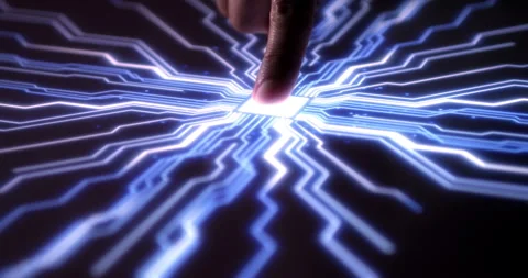 Super Computer Turning On With Biometric Scanning Technology. Stock Footage 149761975