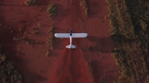 Super Cub takeoff flying drone aerial airplane runway Tsavo Kenya Africa 1 動画素材 232828161