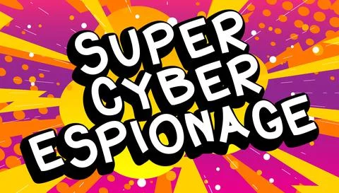 Super Cyber Espionage. Comic book word text on abstract comics background. Re Stockillustratie