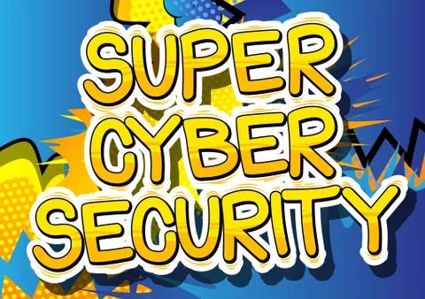 Super Cyber Security - Comic book style word on abstract background. Stockillustratie
