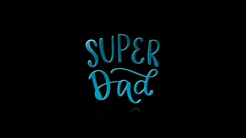 Super dad blue 3D typography design for fathers day greeting card celebration Stock Footage 343576515