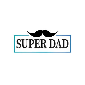 Super dad ever simple modern typography text with mustache background and box Stock Illustration