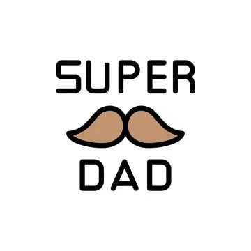 Super Dad, Mustache icon. Simple color with outline vector elements of cultural Stock Illustration