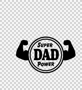 Super Dad Power Text With Arms circle black white plain Stock Illustration