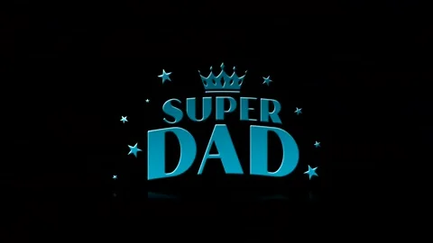 Super Dad text graphic with a blue crown and decorative stars Vídeos de archivo 343576519