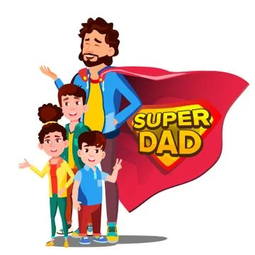 Super Dad Vector. Father s Day. Shield Badge. Isolated Flat Cartoon Illudtration Stock Illustration
