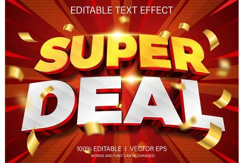 Super deal 3d vector text effect with modern style design Stock Illustration