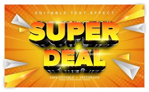 Super deal 3d vector text effect with modern style design Stock Illustration