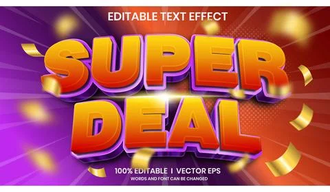 Super deal vector text effect with modern style design Stock Illustration