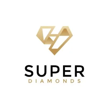 Super diamond icon logo elegant with golden color creative logo vector design Stock Illustration