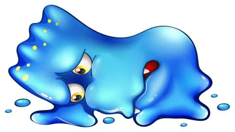 A super disappointed blue monster イラスト素材