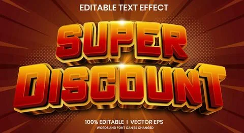 Super discount 3d vector text effect with modern style design Stock Illustration