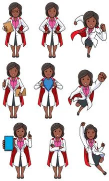 Super Doc Indian Female Set Stock Illustration