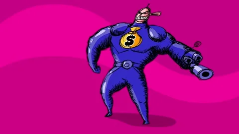 Super dollar blue hero animation cartoon Stock Footage