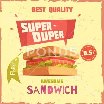 Super Duper Sandwich Promotional Poster Stock Illustration