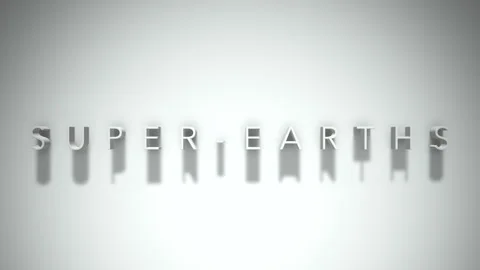 Super earths 3D title animation with shadows on a white background Stock Footage 297906076