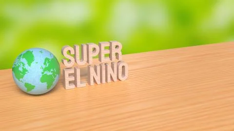 Super El Nino Climate Concept With Globe 3d render. Illustrazione stock
