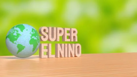 Super El Nino Climate Concept With Globe 3d render. Stock Illustration