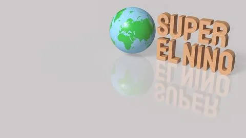 Super El Nino Climate Concept With Globe 3d render. Illustrazione stock