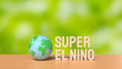 Super El Nino Climate Concept With Globe 3d render. Stock Illustration