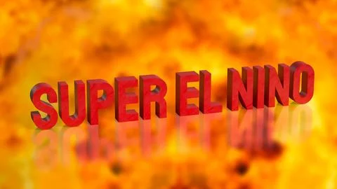 Super El Nino Climate Warning with Extreme Heat Background 3d render. Stock Illustration