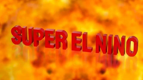 Super El Nino Climate Warning with Extreme Heat Background 3d render. Stock Illustration