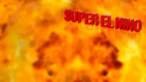 Super El Nino Climate Warning with Extreme Heat Background 3d render. Stock Illustration