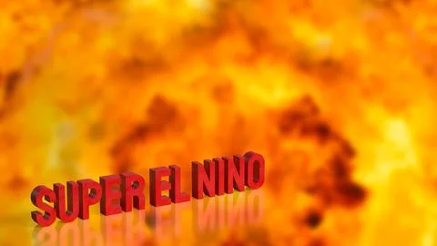 Super El Nino Climate Warning with Extreme Heat Background 3d render. Stock Illustration