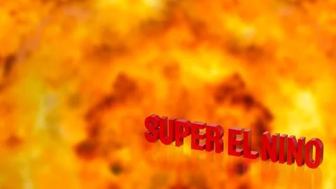 Super El Nino Climate Warning with Extreme Heat Background 3d render. Stock Illustration