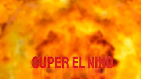 Super El Nino Climate Warning with Extreme Heat Background 3d render. Stock Illustration