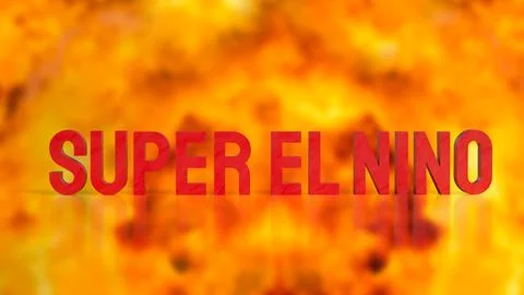 Super El Nino Climate Warning with Extreme Heat Background 3d render. Stock Illustration