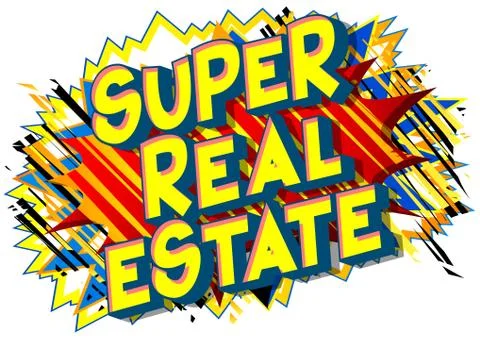 Super Estate - Vector illustrated comic book style phrase on abstract backgro Stock-Illustration