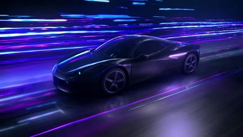 Super fast car going on the road with lights trails. Stock Footage