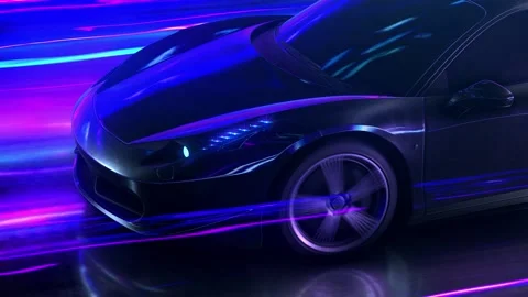 Super fast car going on the road with lights trails. Video stock 131761986