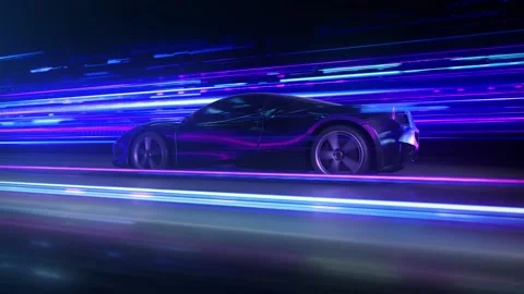 Super fast car going on the road with lights trails. Video stock 131762003