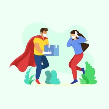 Super fast courier delivery boy illustration Illustrazione stock