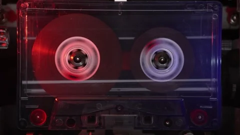 Super Fast Forwarding Audio Cassette Tape Time Lapse, Macro Close Up Stock Footage 320354396