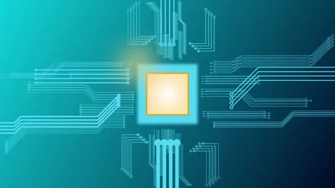 Super fast processor cpu with power animation Stock Footage 289268520