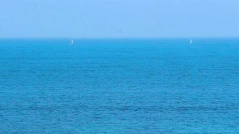Super Fast Time Lapse Of Two Small Sailboats In The Distance. Stock Footage 198170142