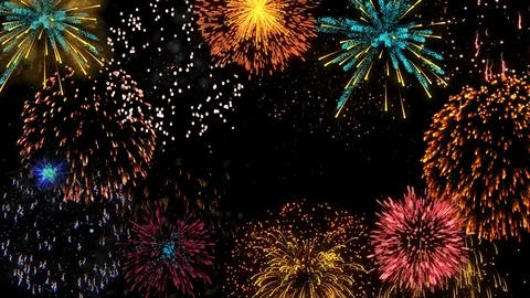 Super fireworks on background black Stock Footage 99076044